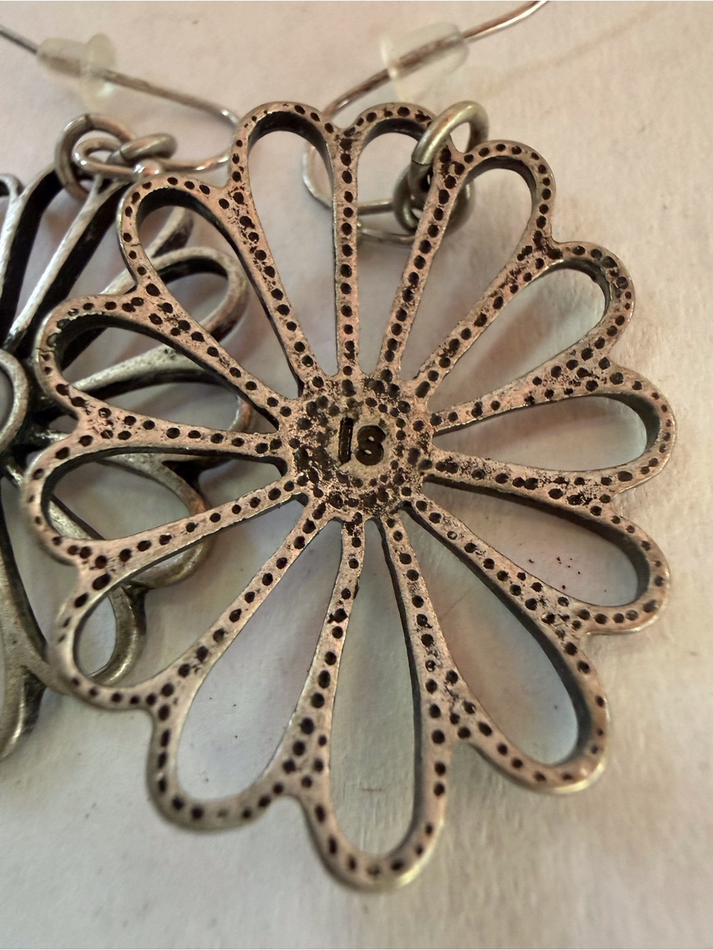 Lia Sophia Silver Floral Drop Earrings with Pearl Center - Women Jewelry - Picture 4 of 4